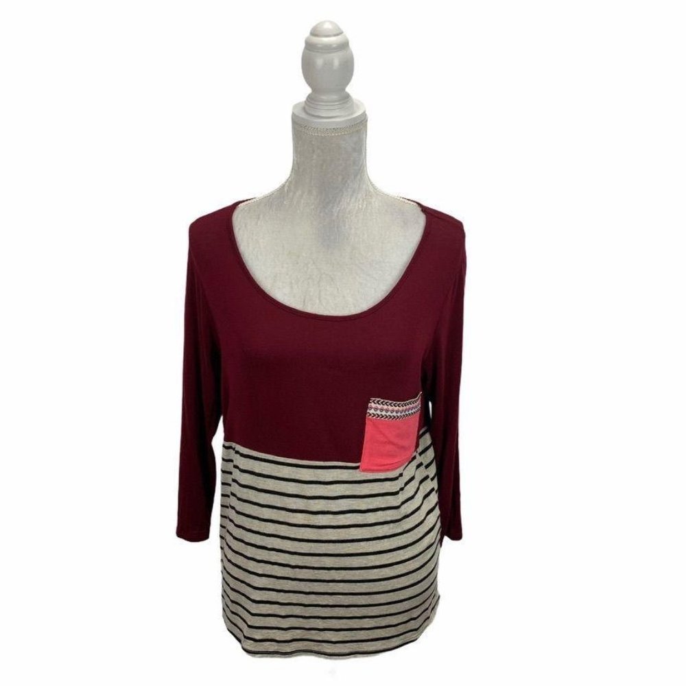 Papermoon Embroidered Pocket T-shirt‎ 3/4 Sleeve M